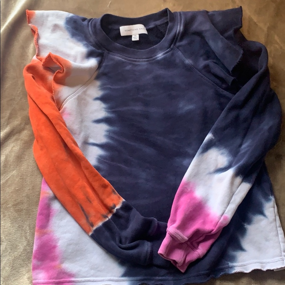 Something Navy Megan Ruffle Tie Dye Sweatshirt XS